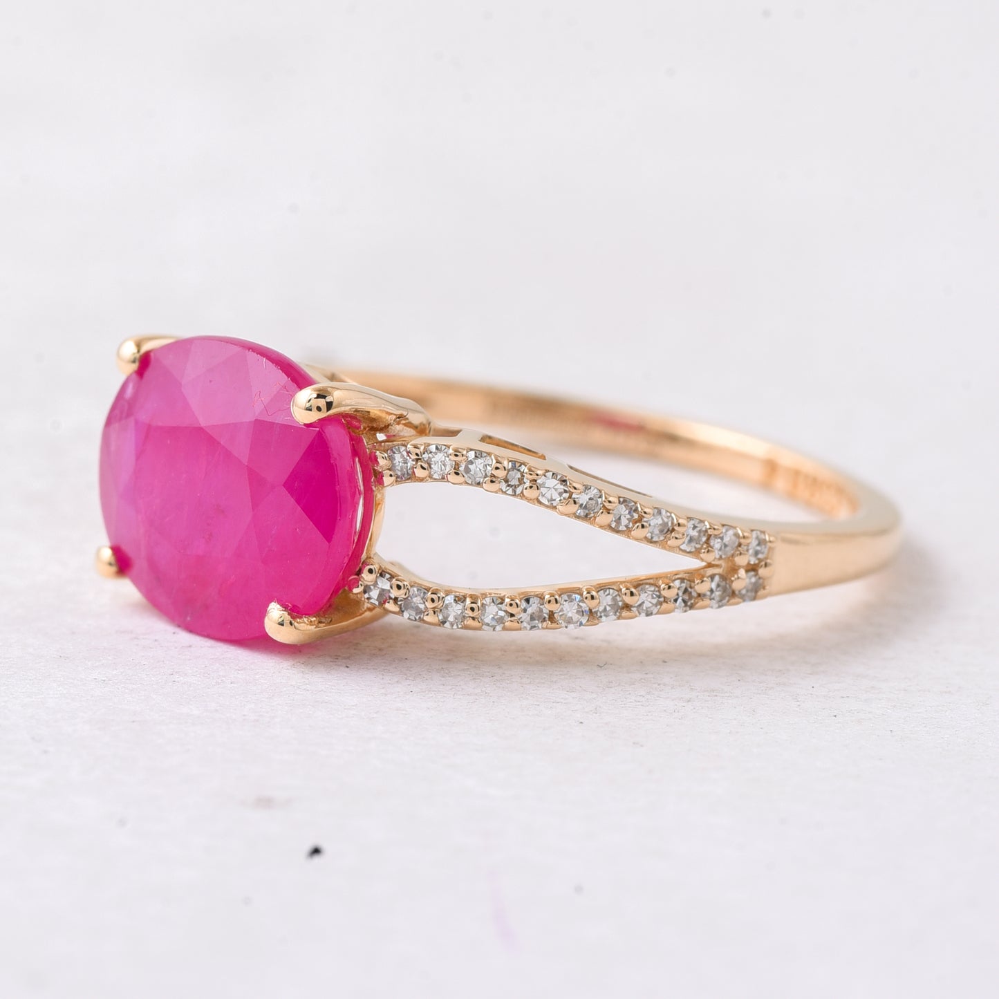 2.84 Ct Single Cut Natural Ruby 14K Gold Ring