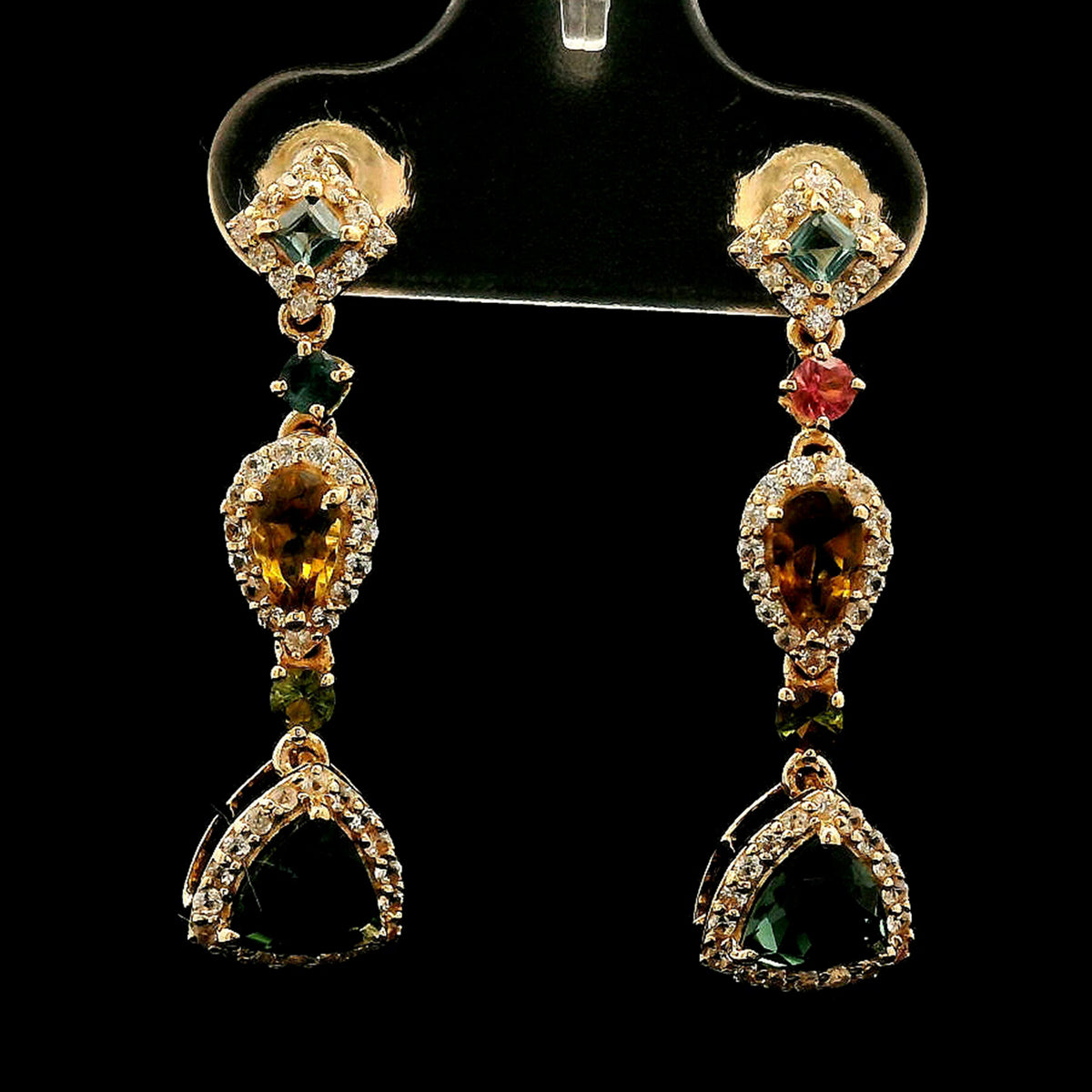 1.76 Ct Pear Tourmaline 14K Gold Earrings