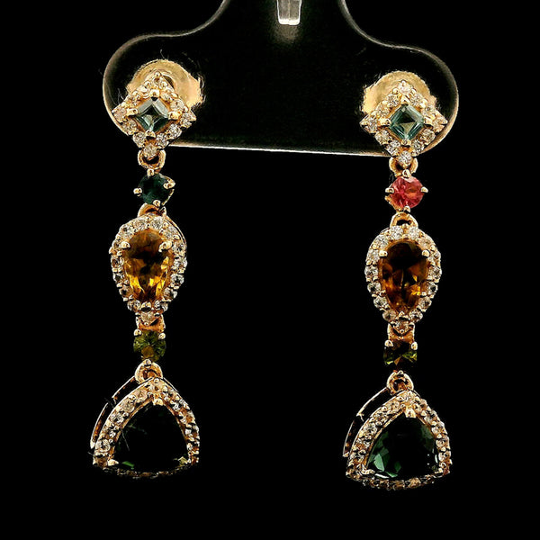 1.76 Ct Pear Tourmaline 14K Gold Earrings