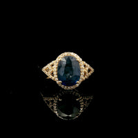 2.50 Ct Oval Mixed Cut Natural Sapphire 14K Gold Ring