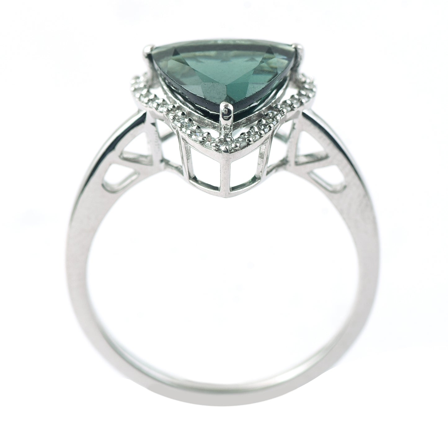 2.57 Ct Triangle Mixed Cut Natural Tourmaline 950 Platinum Ring