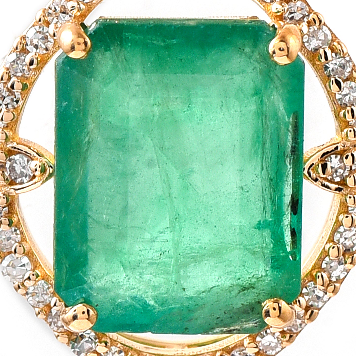 3.11 Ct Octagon Step Cut Natural Emerald 14K Gold Pendant