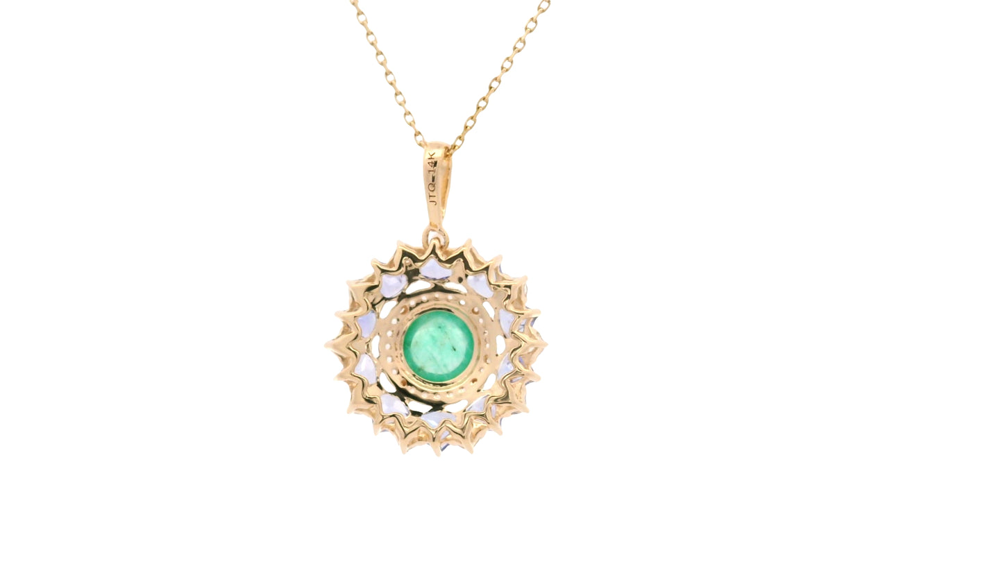 2.08 Ct Round Emerald 14K Gold Pendant
