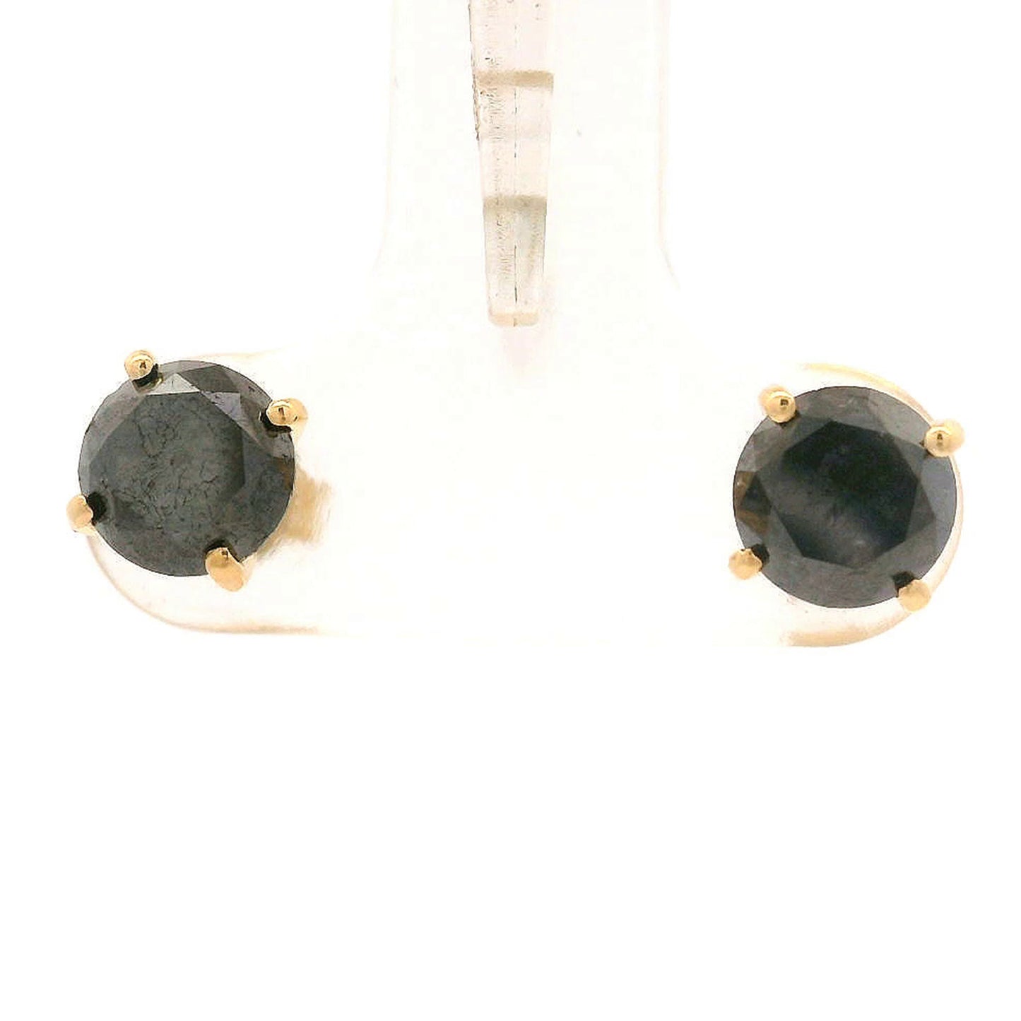 1.93 Ct Round Black Diamond 14K Gold Earrings