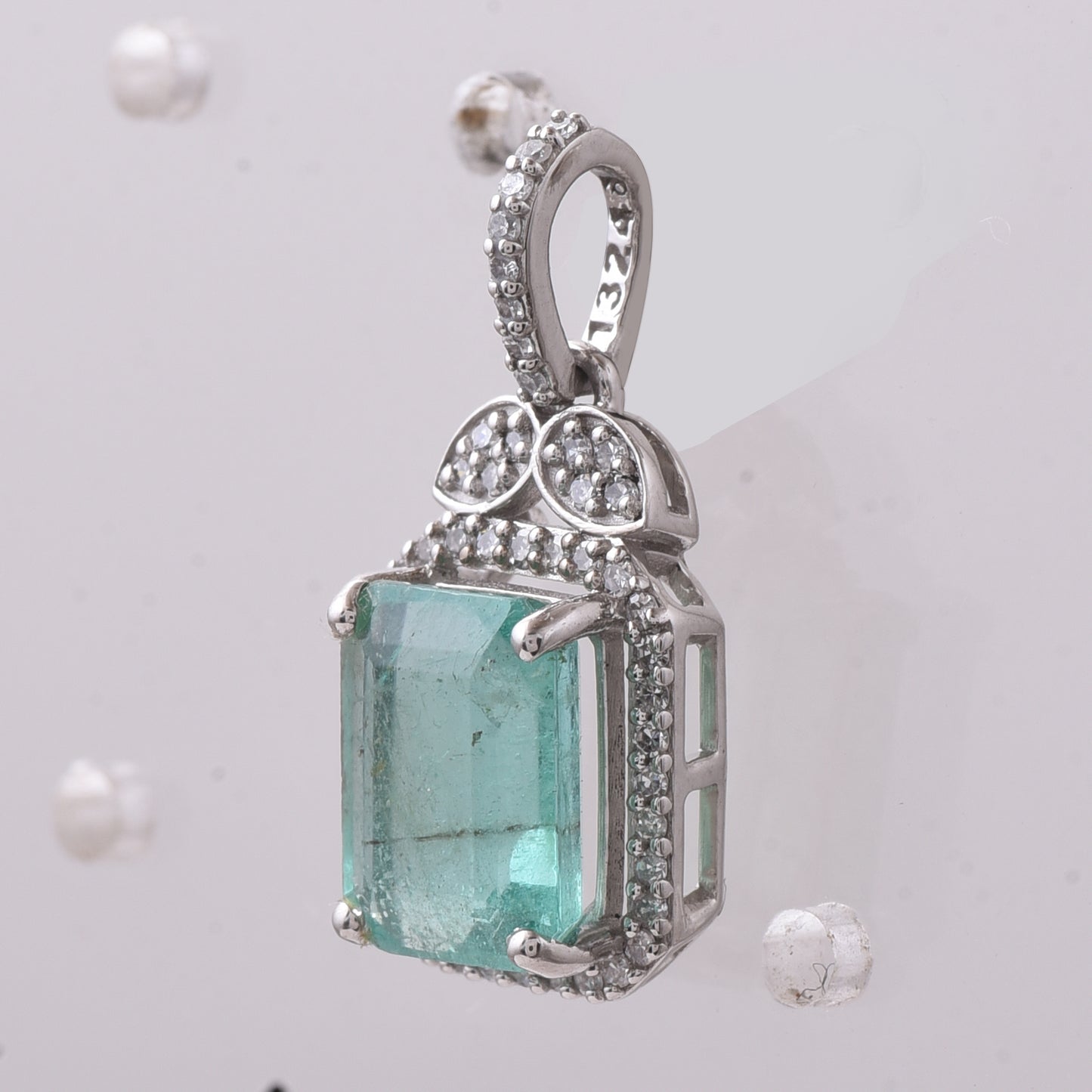 2.27 Ct Octagon Step Cut Natural Emerald 950 Platinum Pendant
