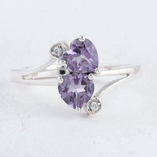 1.56 Ct Heart Amethyst 925 Sterling Silver Ring