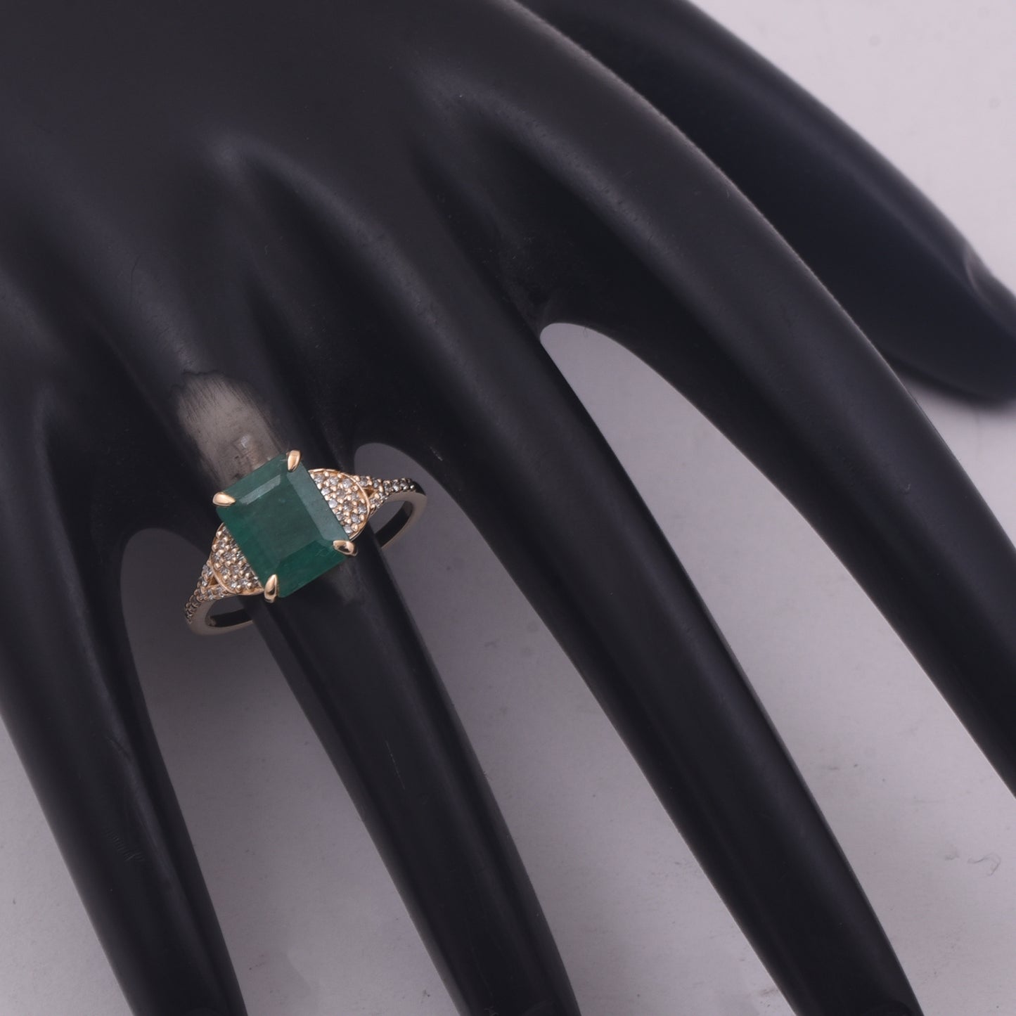 2.32 Ct Octagon Step Cut Natural Emerald 14K Gold Ring