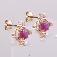 1.78 Ct Round Natural Ruby 14K Gold Earrings