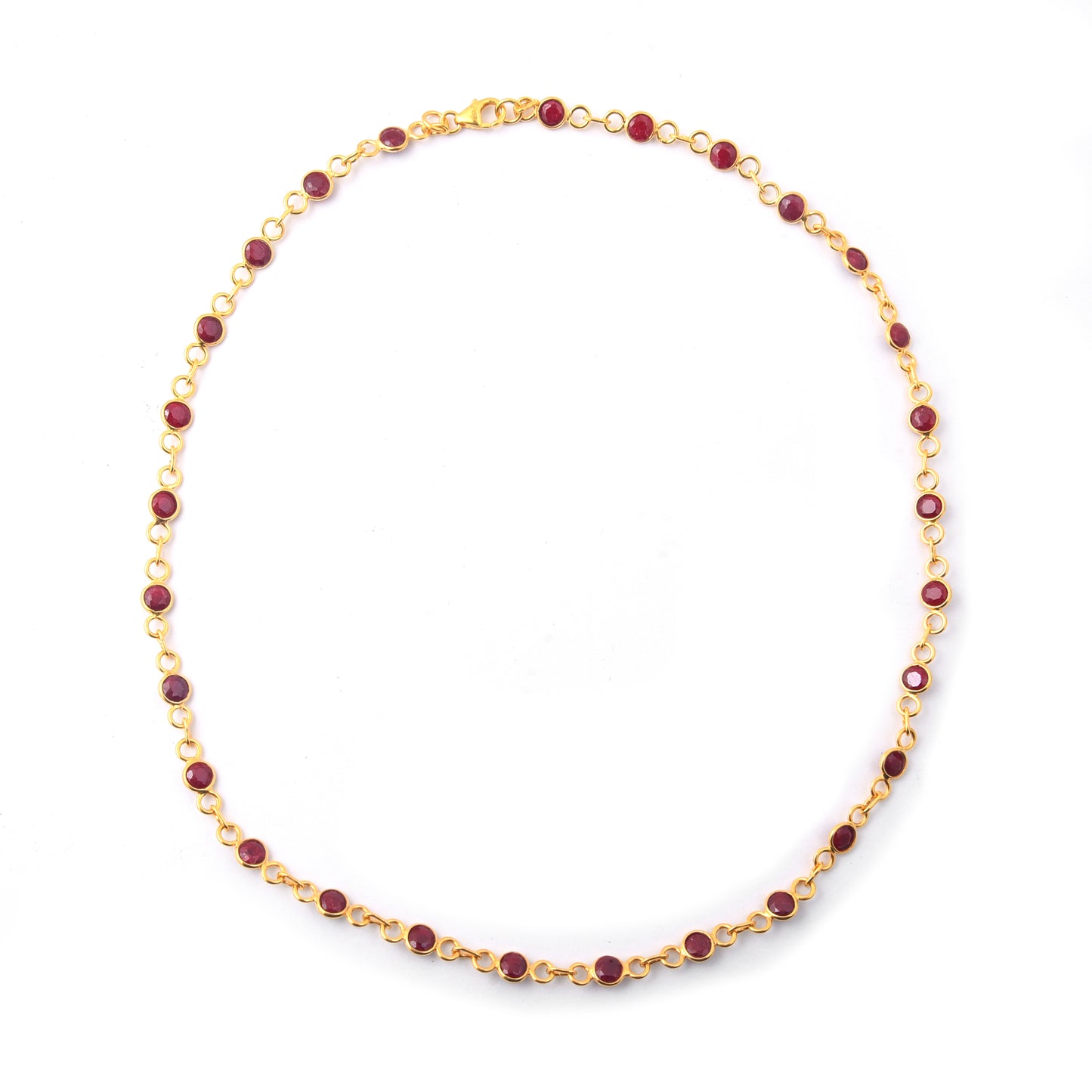 10.22 Ct Round Dyed Ruby 925 Sterling Silver Necklace