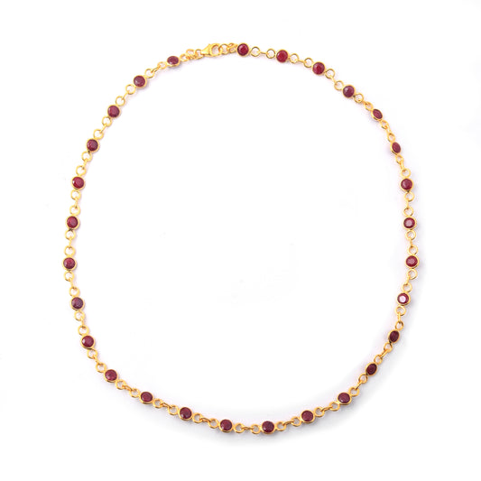 10.22 Ct Round Dyed Ruby 925 Sterling Silver Necklace