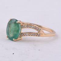 1.73 Ct Oval Natural Emerald 14K Gold Ring
