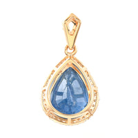 4.88 Ct Pear Mixed Cut Natural Sapphire 14K Gold Pendant