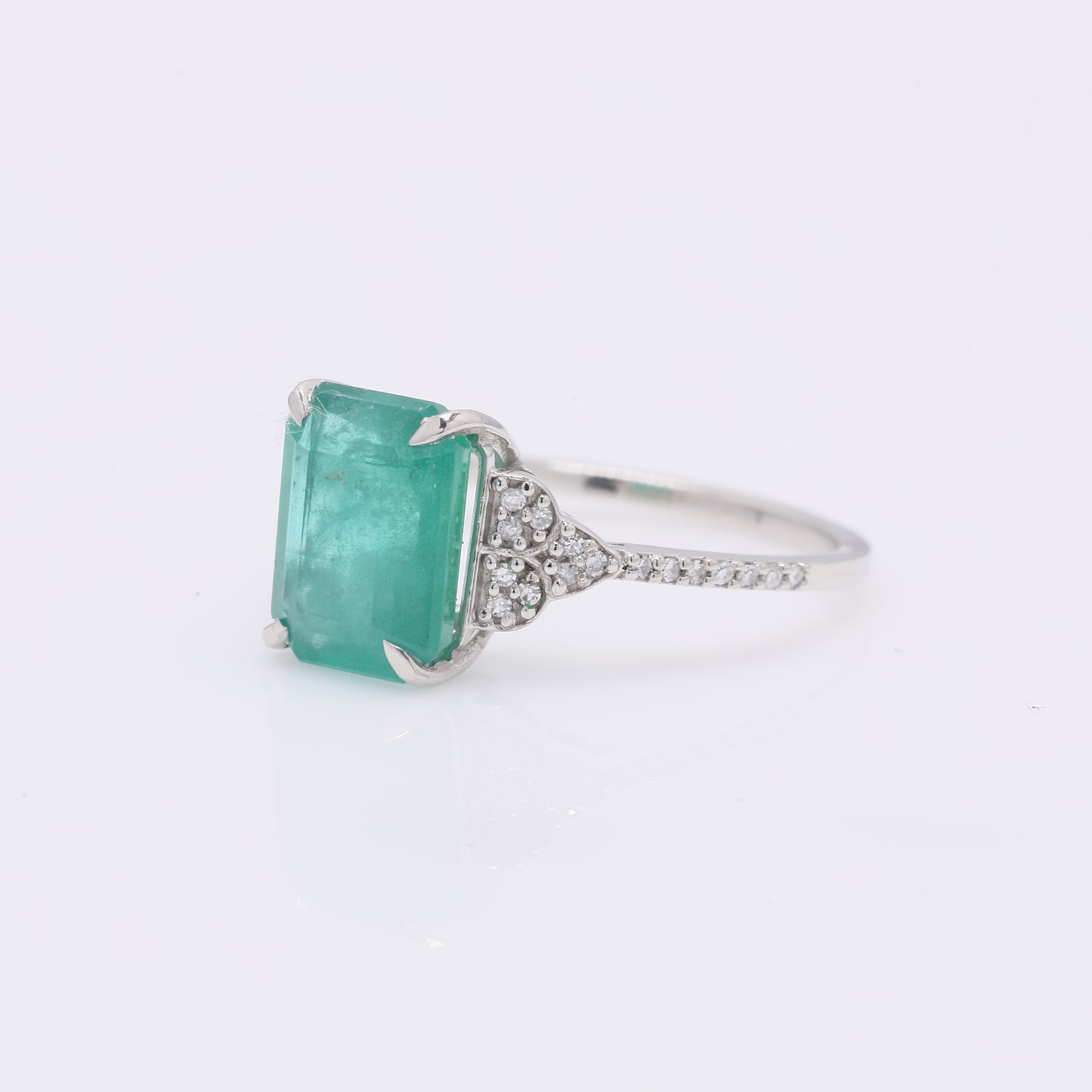 3.11 Ct Octagon Step Cut Natural Emerald 950 Platinum Ring