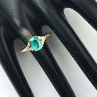 1.40 Ct Cushion Mixed Cut Natural Emerald 14K Gold Ring