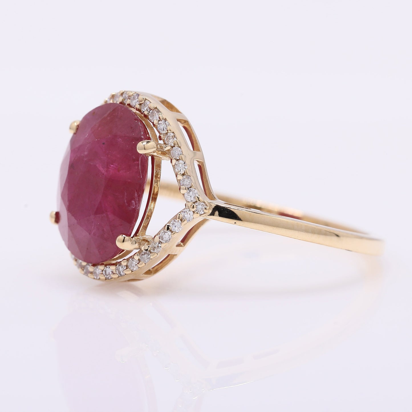 4.04 Ct Oval Mixed Cut Natural Ruby 14K Gold Ring
