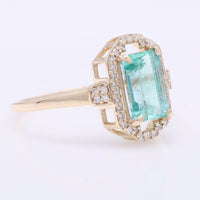 1.47 Ct Octagon Step Cut Natural Emerald 14K Gold Ring