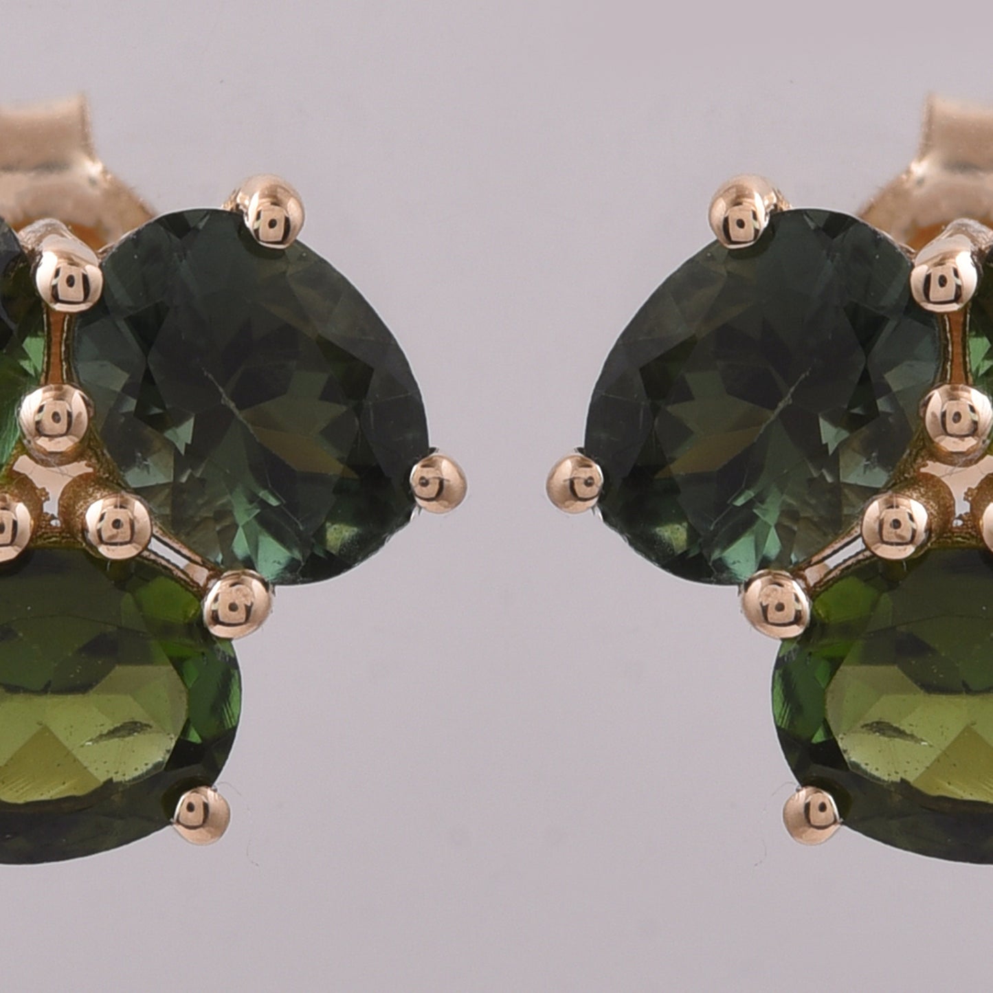 2.20 Ct Oval Multi Tourmaline 14K Gold Earrings
