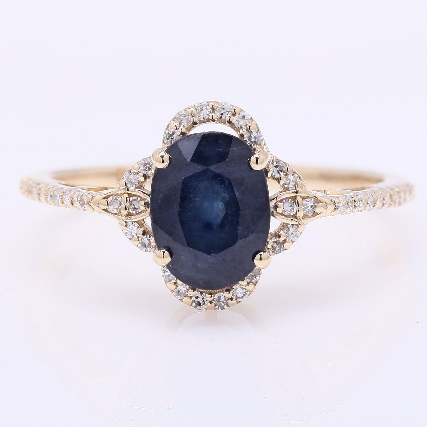 2.24 Ct Oval Mixed Cut Natural Sapphire 14K Gold Ring