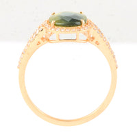 2.50 Ct Oval Mixed Cut Natural Bi Coloured Sapphire 14K Gold Ring
