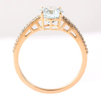 1.64 Ct Oval Mixed Cut Natural Aquamarine 14K Gold Ring