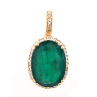4.62 Ct Oval Mixed Cut Natural Emerald 14K Gold Pendant