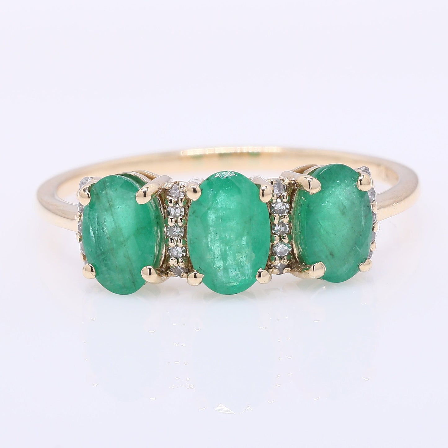 1.42 Ct Oval Mixed Cut Natural Emerald 14K Gold Ring
