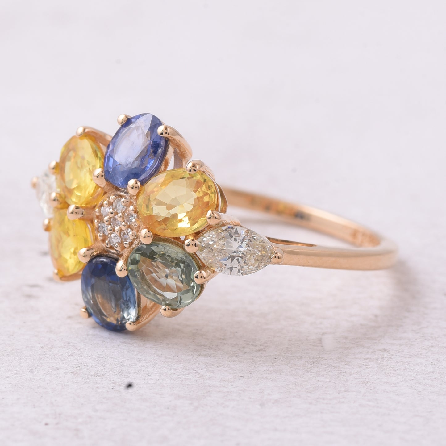 2.71 Ct Oval Natural Multi-Coloured Sapphire 14K Gold Ring