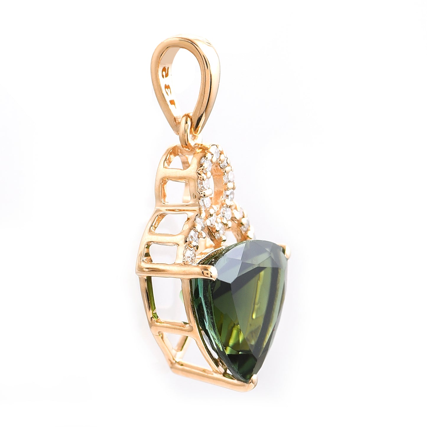 1.65 Ct Trillion Tourmaline 14K Gold Pendant