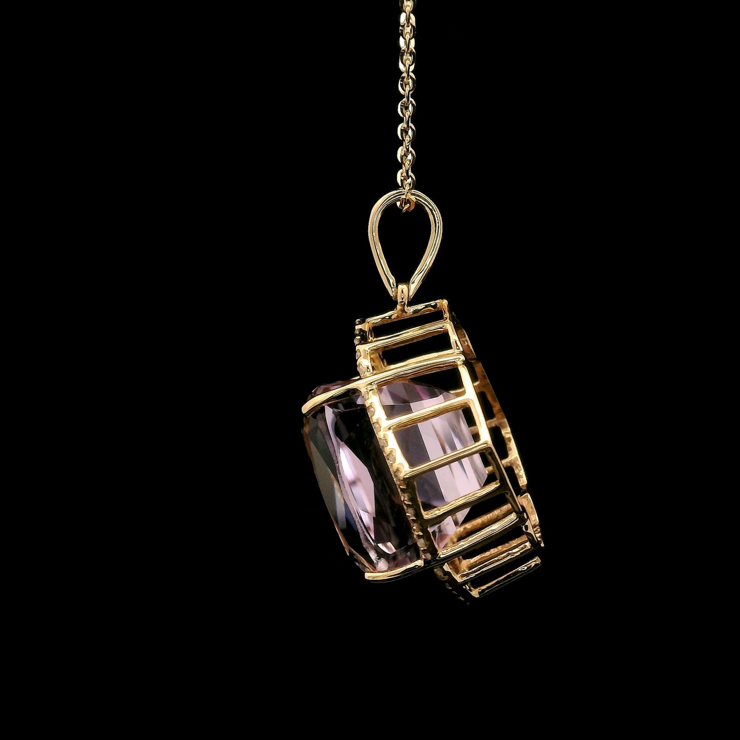 9.42 Ct Cushion Kunzite 14K Gold Pendant