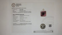 5.95 Ct Emerald Cut Lab Grown Ruby 14K Gold Pendant