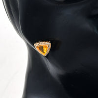 1.60 Ct Triangle Mixed Cut Natural Fire Opal 14K Gold Earrings