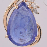6.16 Ct Pear Cabochon Natural Tanzanite 14K Gold Pendant