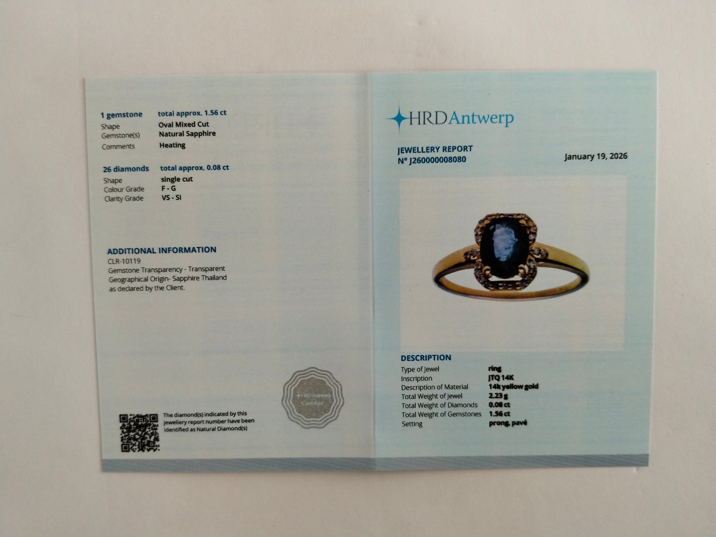 1.64 Ct Oval Mixed Cut Natural Sapphire 14K Gold Ring