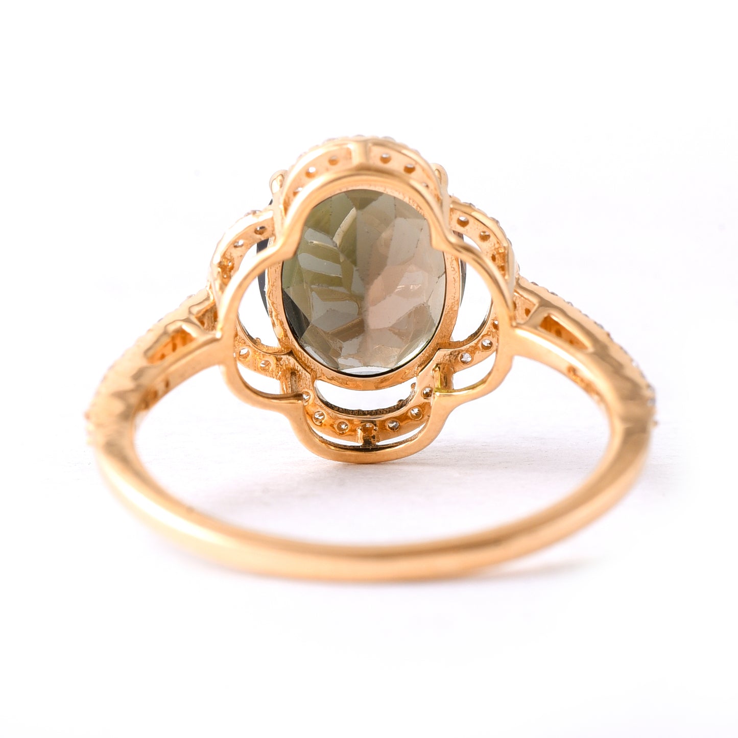 2.75 Ct Oval Mixed Cut Natural Green Tourmaline 14K Gold Ring