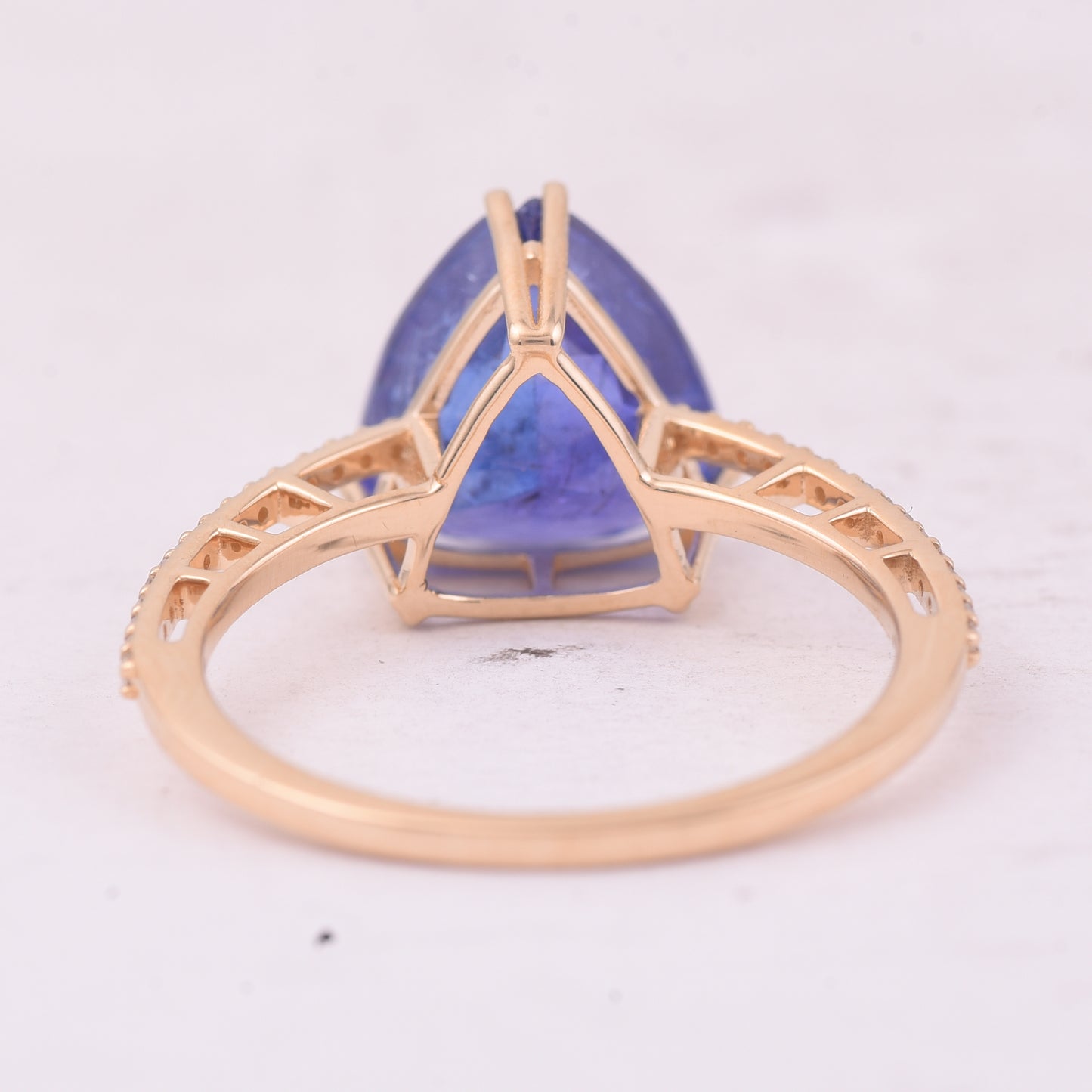 4.51 Ct Triangle Mixed Cut Natural Tanzanite 14K Gold Ring