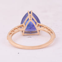 4.51 Ct Triangle Mixed Cut Natural Tanzanite 14K Gold Ring