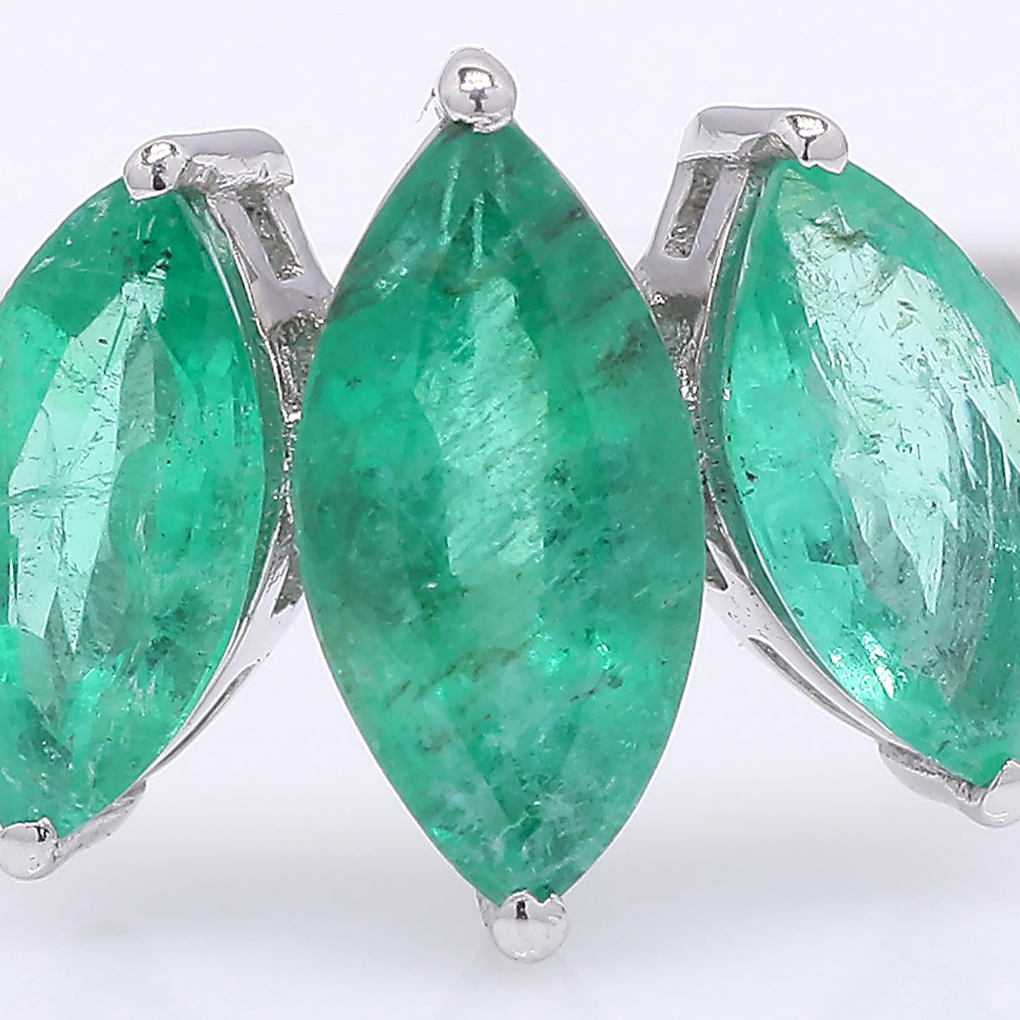 1.21 Ct Marquise Mixed Cut Natural Emerald 950 Platinum Ring