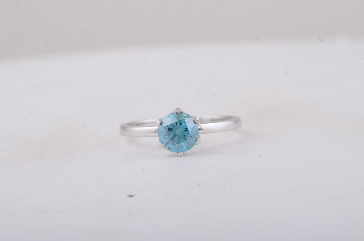 1.06 Carats Blue Lab Grown Diamond 14K Gold Ring