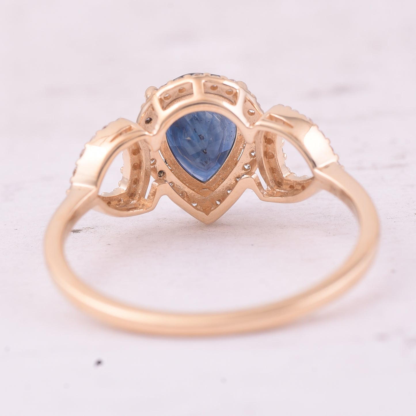 1.76 Ct Pear Mixed Cut Natural Sapphire 14K Gold Ring