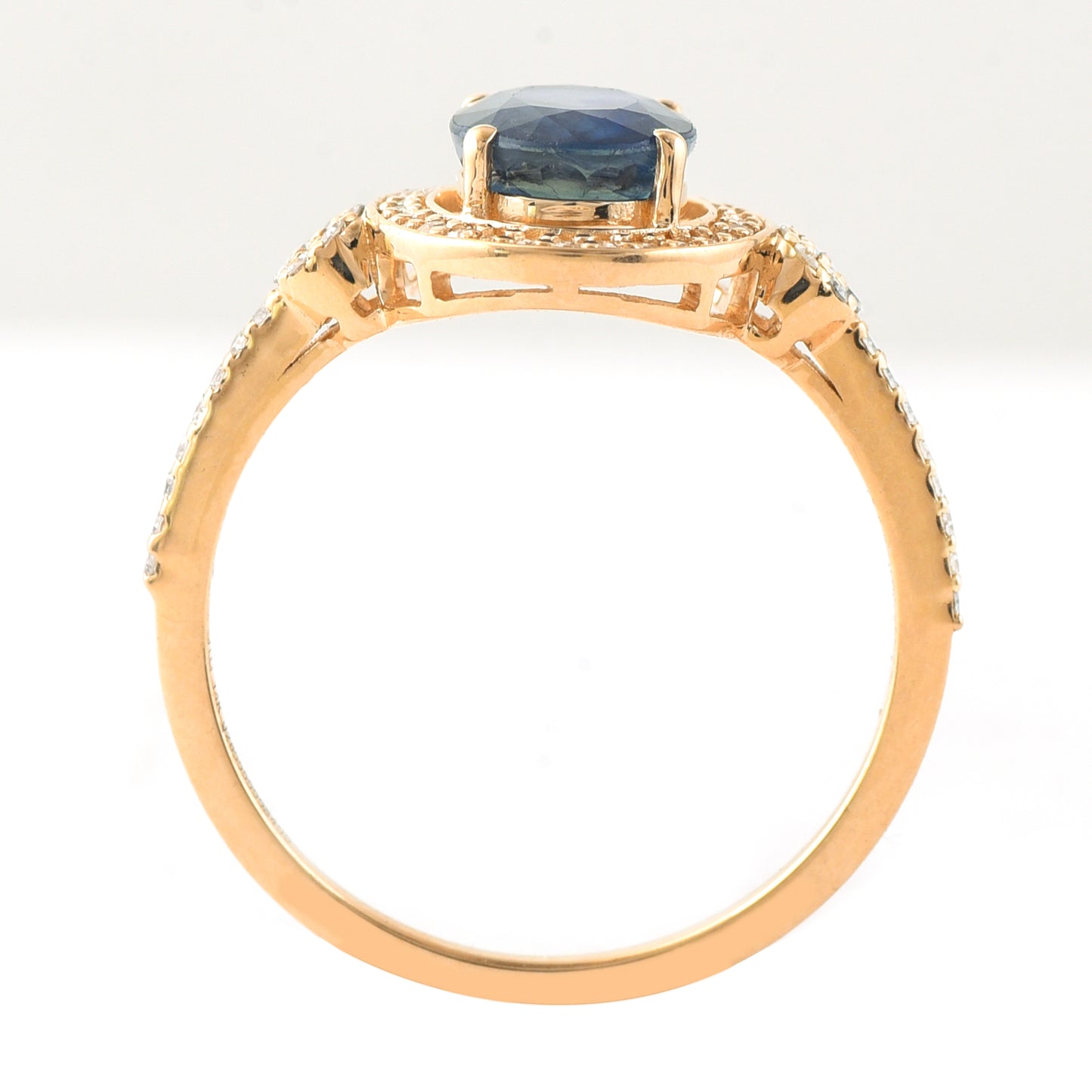 1.99 Ct Oval Mixed Cut Natural Sapphire 14K Gold Ring