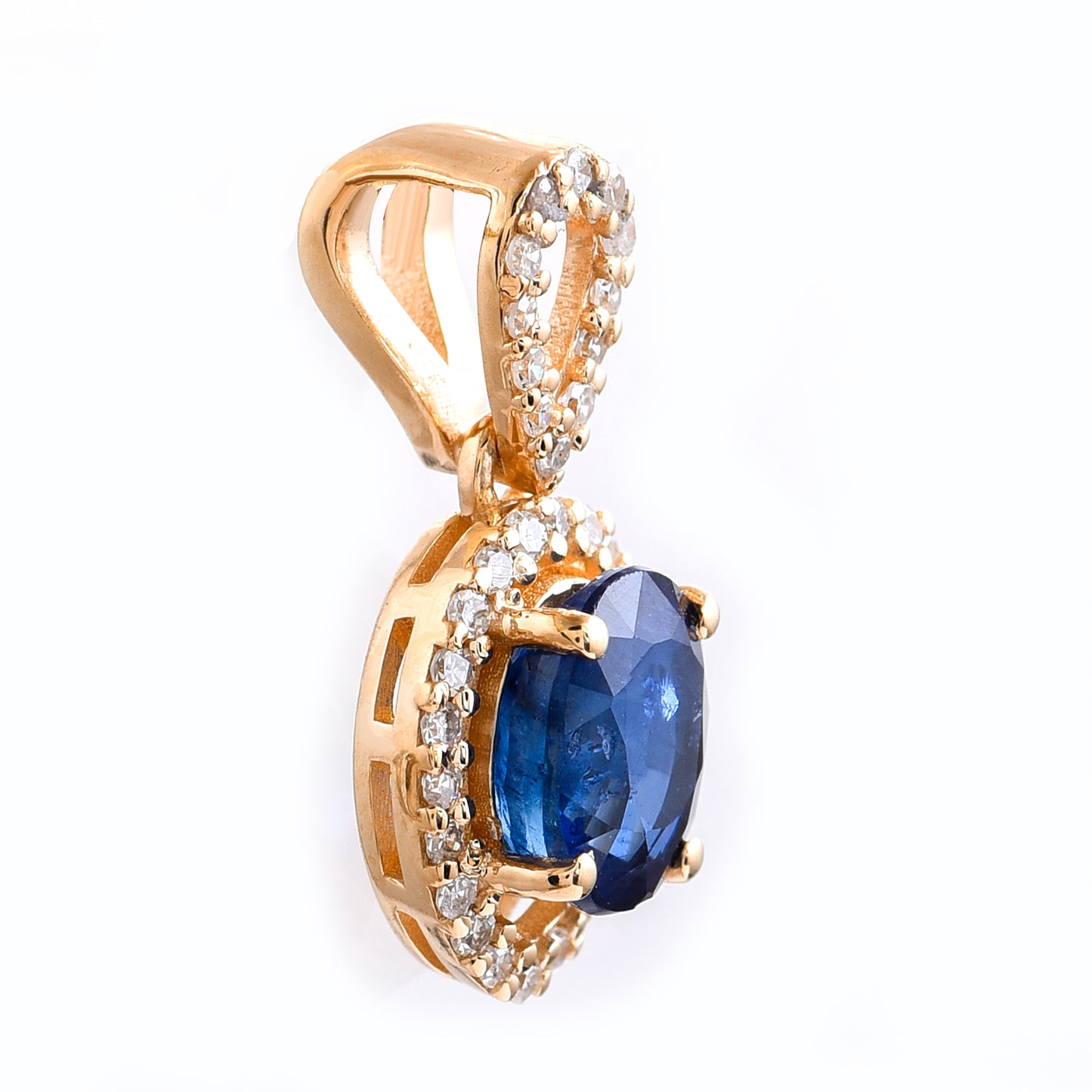 1.15 Ct Oval Mixed Cut Natural Sapphire 14K Gold Pendant
