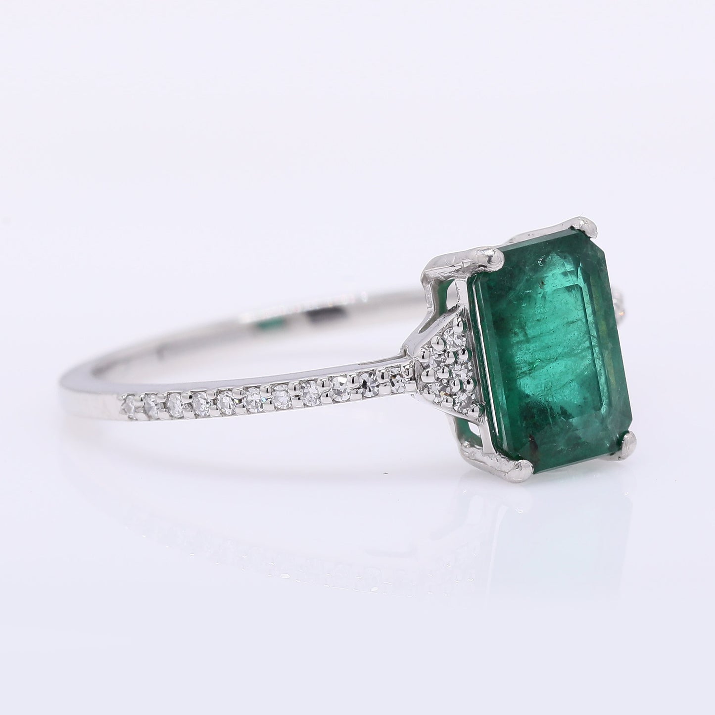 1.38 Ct Octagon Step Cut Natural Emerald 950 Platinum Ring