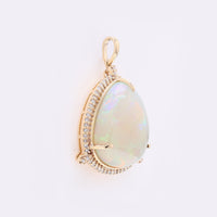 10.34 Ct Pear Cabochon Natural Opal 14K Gold Pendant