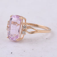 3.67 Ct Cushion Natural Kunzite 14K Gold Ring