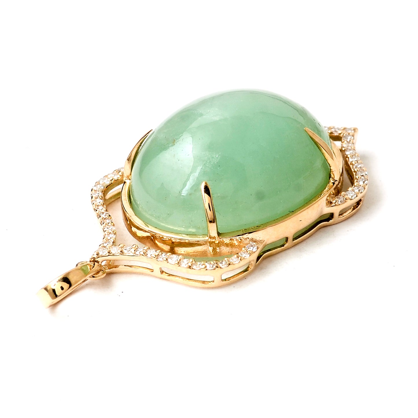 15.39 Ct Oval Cabochon Natural Beryl Emerald 14K Gold Pendant