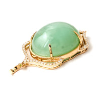 15.39 Ct Oval Cabochon Natural Beryl Emerald 14K Gold Pendant
