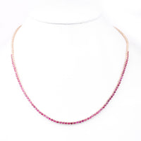 6.65 Ct Round Mixed Cut Natural Corundum Ruby 14K Gold Necklace