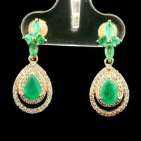 1.39 Ct Pear Emerald 14K Gold Earrings