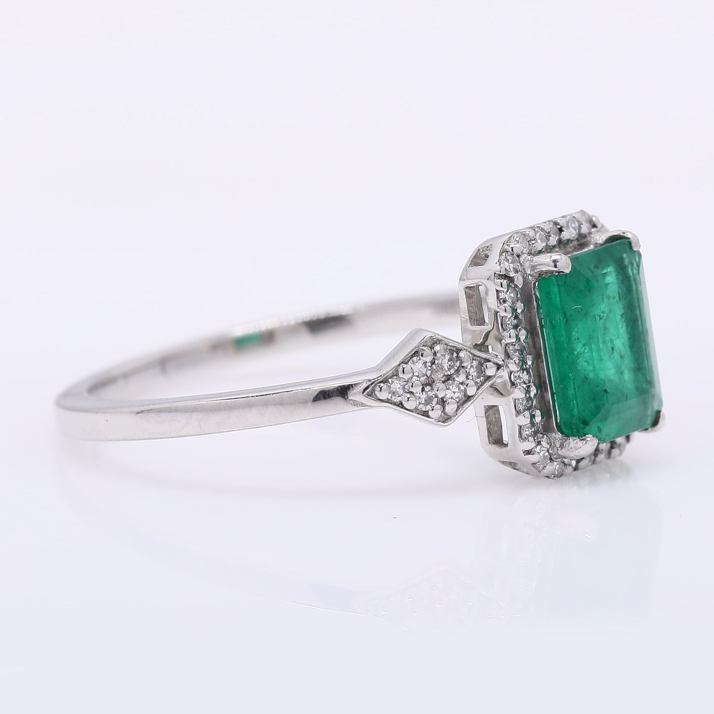 0.98 Ct Octagon Step Cut Natural Emerald 950 Platinum Ring