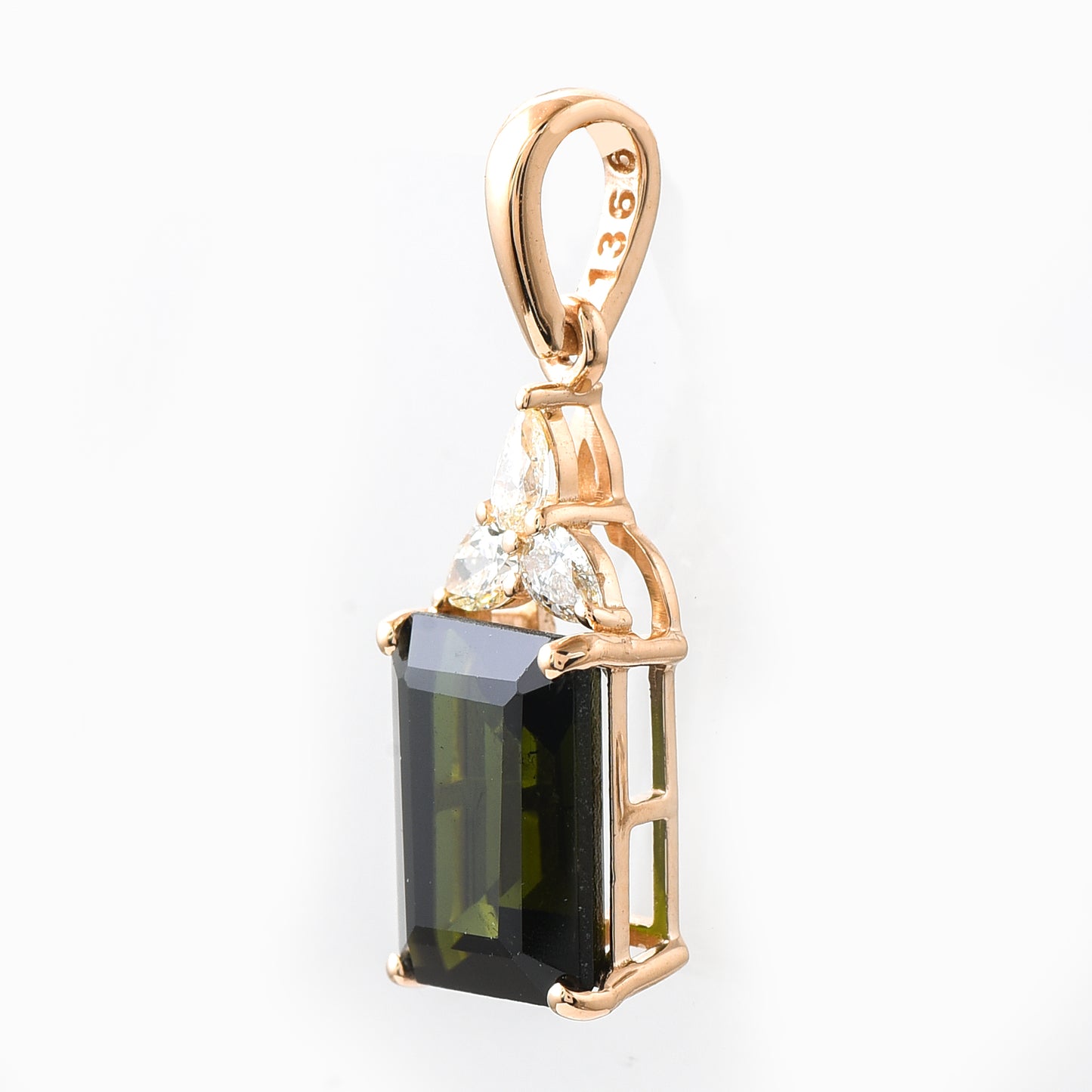 2.31 Ct Octagon Tourmaline 14K Gold Pendant